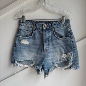 ZARA Denim Jean Cotton Blue High Rise Shorts size 6